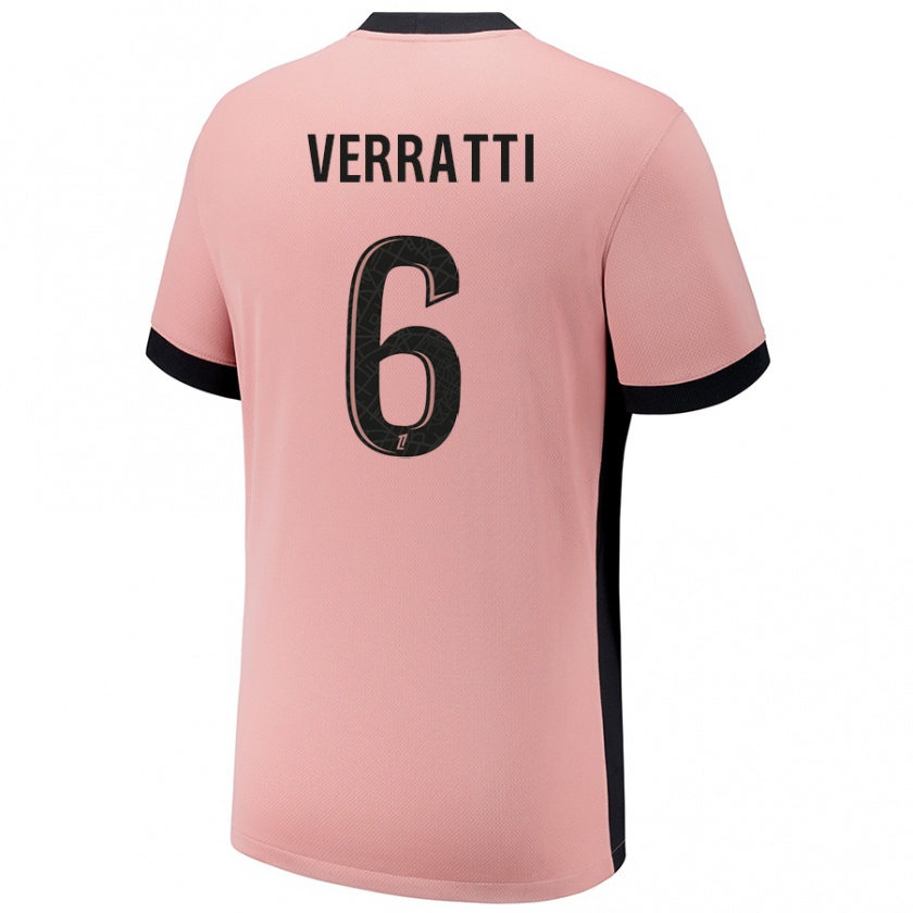 Kandiny Niño Camiseta Marco Verratti #6 Rosa Óxido Equipación Tercera 2024/25 La Camisa México