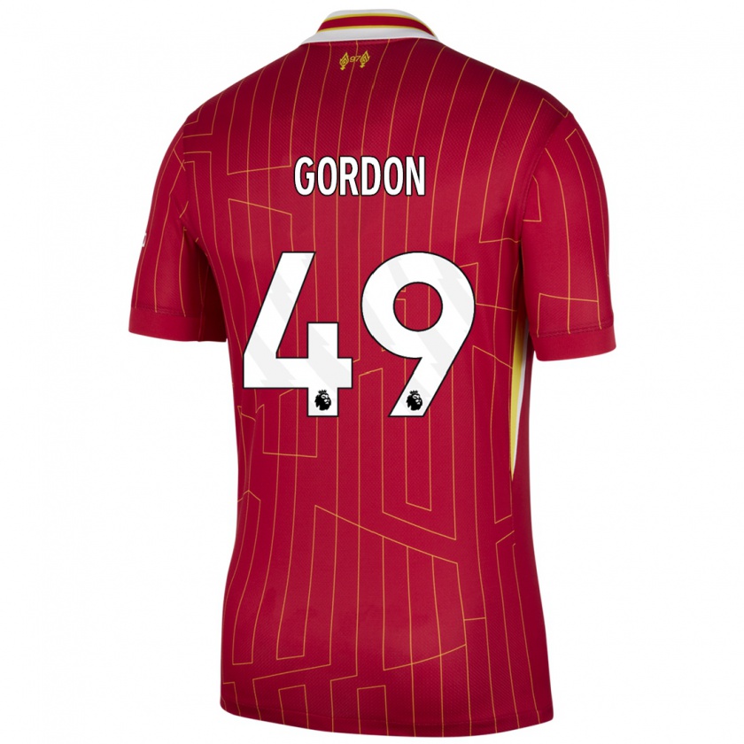 Kandiny Herren Kaide Gordon #49 Rot Gelb Weiß Heimtrikot Trikot 2024/25 T-Shirt Österreich