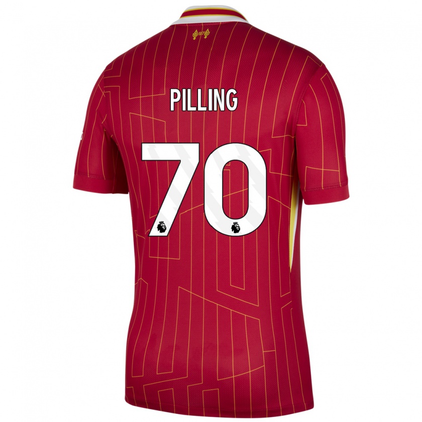 Kandiny Heren Tommy Pilling #70 Rood Geel Wit Thuisshirt Thuistenue 2024/25 T-Shirt België