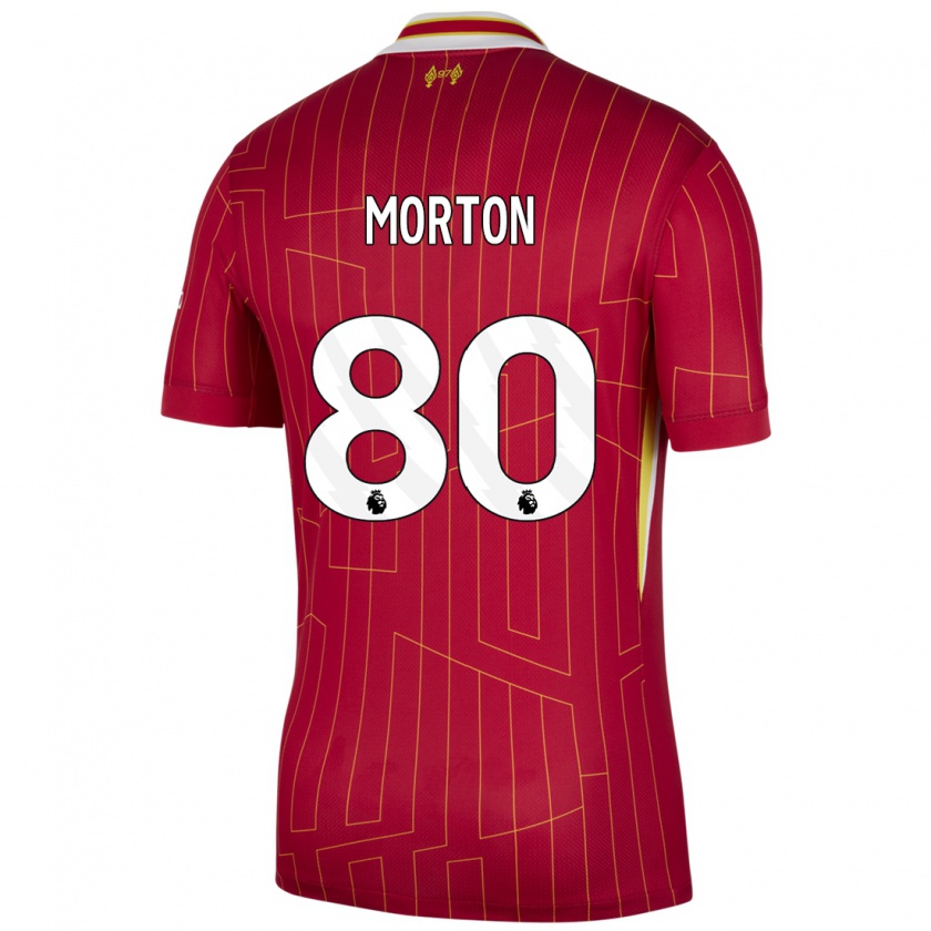 Kandiny Hombre Camiseta Tyler Morton #80 Rojo Amarillo Blanco 1ª Equipación 2024/25 La Camisa