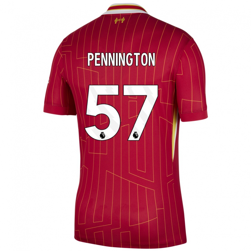 Kandiny Hombre Camiseta Cody Pennington #57 Rojo Amarillo Blanco 1ª Equipación 2024/25 La Camisa