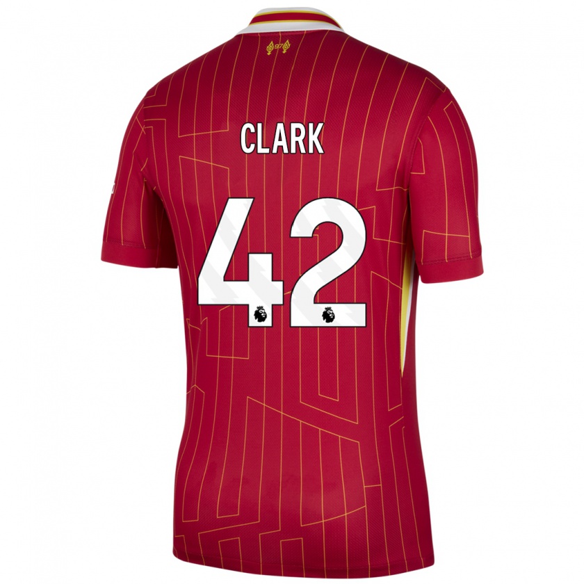 Kandiny Heren Bobby Clark #42 Rood Geel Wit Thuisshirt Thuistenue 2024/25 T-Shirt België