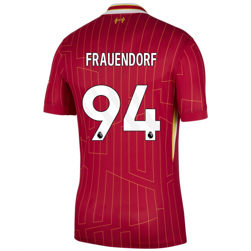 Kandiny Herren Melkamu Frauendorf #94 Rot Gelb Weiß Heimtrikot Trikot 2024/25 T-Shirt Österreich