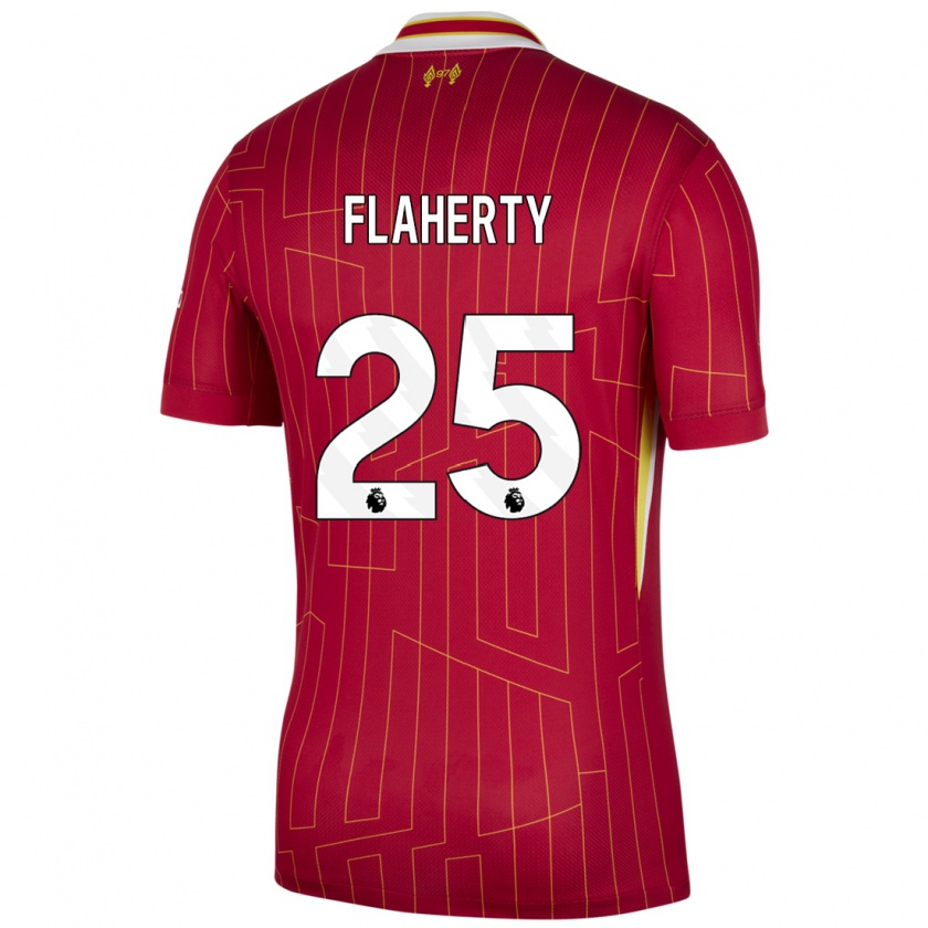 Kandiny Hombre Camiseta Gilly Flaherty #25 Rojo Amarillo Blanco 1ª Equipación 2024/25 La Camisa