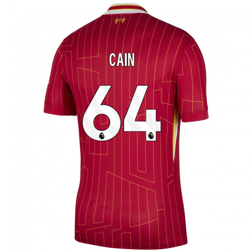 Kandiny Herren Jake Cain #64 Rot Gelb Weiß Heimtrikot Trikot 2024/25 T-Shirt Österreich