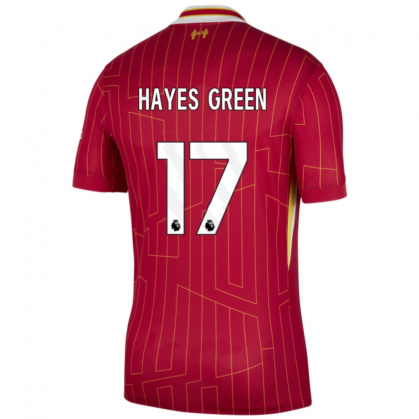 Kandiny Uomo Maglia Charlie Hayes-Green #17 Rosso Giallo Bianco Kit Gara Home 2024/25 Maglietta