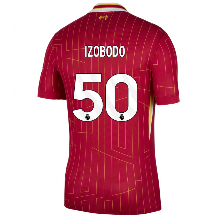 Kandiny Uomo Maglia Elijah Izobodo John #50 Rosso Giallo Bianco Kit Gara Home 2024/25 Maglietta