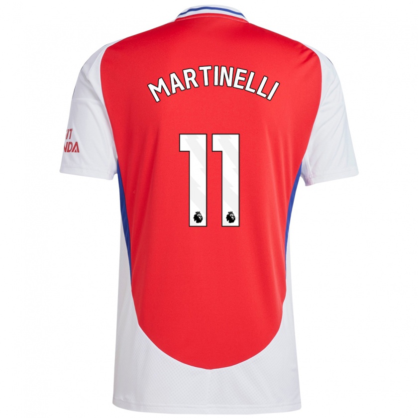 Kandiny Heren Gabriel Martinelli #11 Rood Wit Thuisshirt Thuistenue 2024/25 T-Shirt