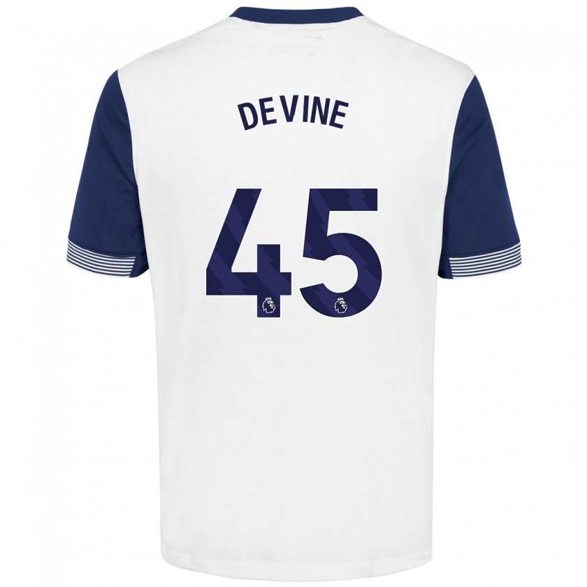 Kandiny Heren Alfie Devine #45 Wit Blauw Thuisshirt Thuistenue 2024/25 T-Shirt