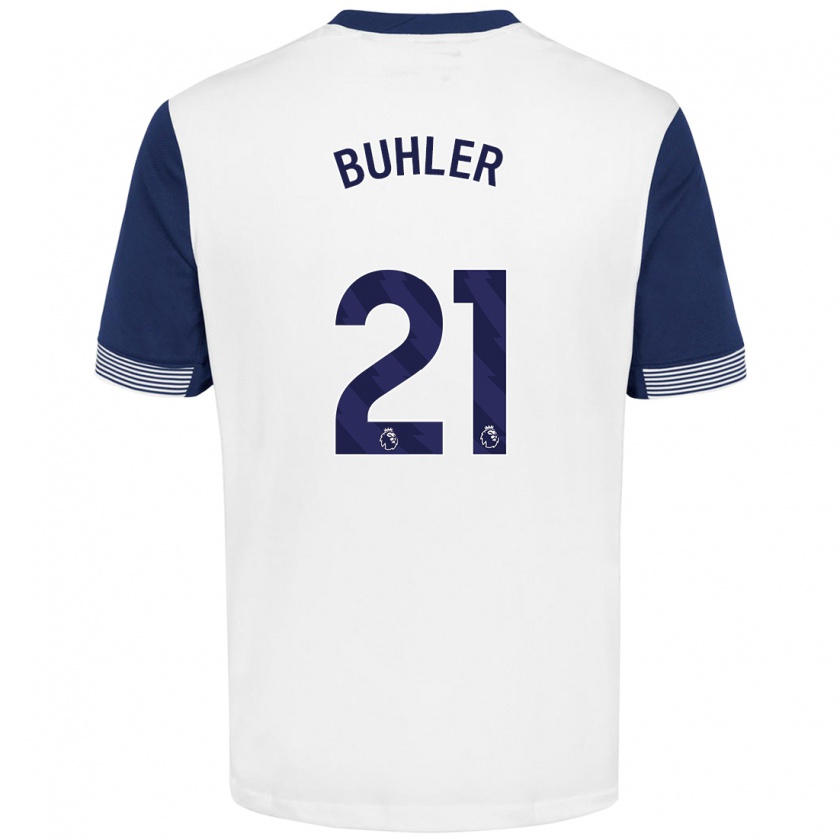 Kandiny Hombre Camiseta Luana Bühler #21 Blanco Azul 1ª Equipación 2024/25 La Camisa