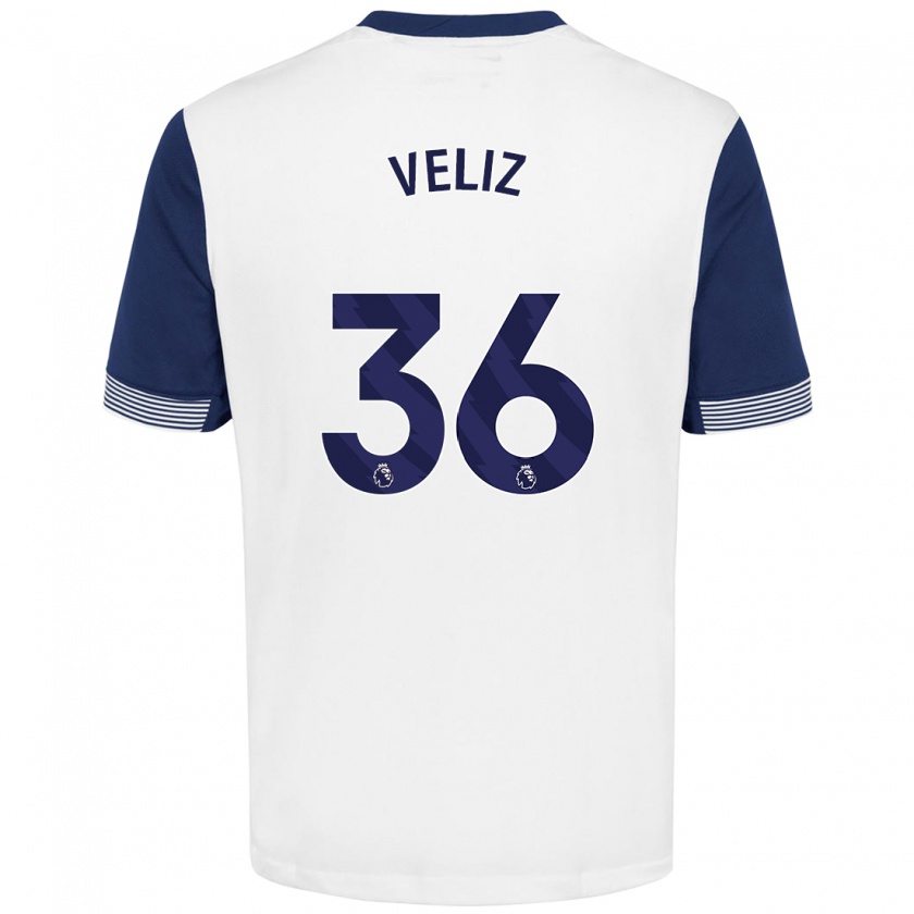 Kandiny Heren Alejo Véliz #36 Wit Blauw Thuisshirt Thuistenue 2024/25 T-Shirt