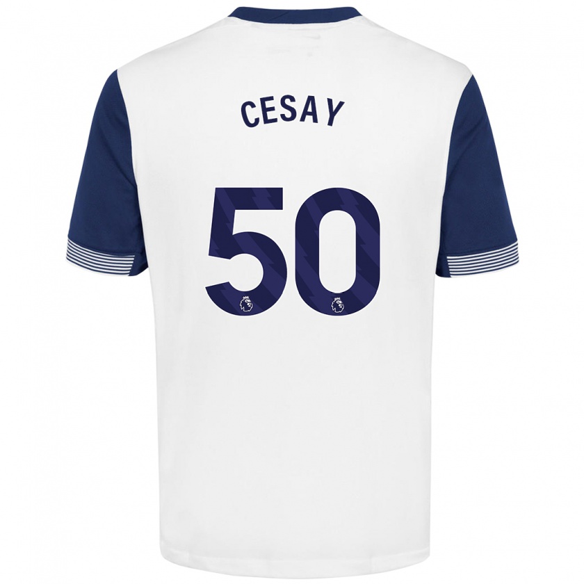 Kandiny Heren Kallum Cesay #50 Wit Blauw Thuisshirt Thuistenue 2024/25 T-Shirt