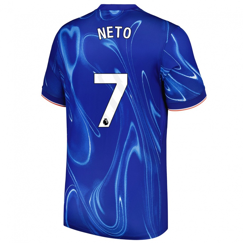 Kandiny Uomo Maglia Pedro Neto #7 Blu Bianco Kit Gara Home 2024/25 Maglietta