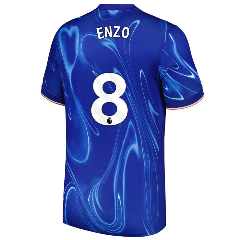 Kandiny Herren Enzo Fernández #8 Blau Weiß Heimtrikot Trikot 2024/25 T-Shirt Österreich