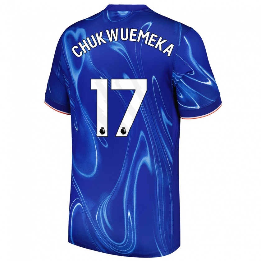 Kandiny Heren Carney Chukwuemeka #17 Blauw Wit Thuisshirt Thuistenue 2024/25 T-Shirt