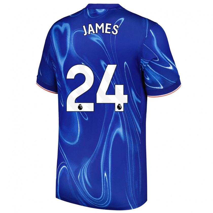 Kandiny Uomo Maglia Reece James #24 Blu Bianco Kit Gara Home 2024/25 Maglietta