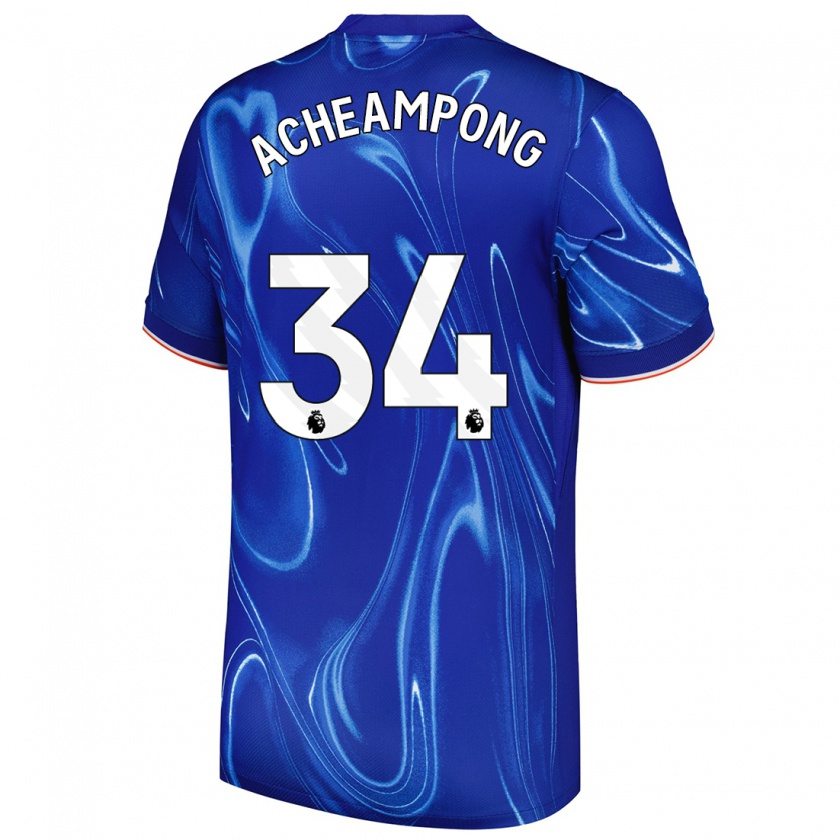 Kandiny Heren Josh Acheampong #34 Blauw Wit Thuisshirt Thuistenue 2024/25 T-Shirt