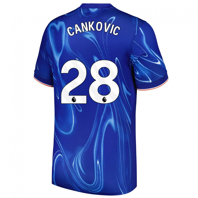 Kandiny Hombre Camiseta Jelena Čanković #28 Azul Blanco 1ª Equipación 2024/25 La Camisa México