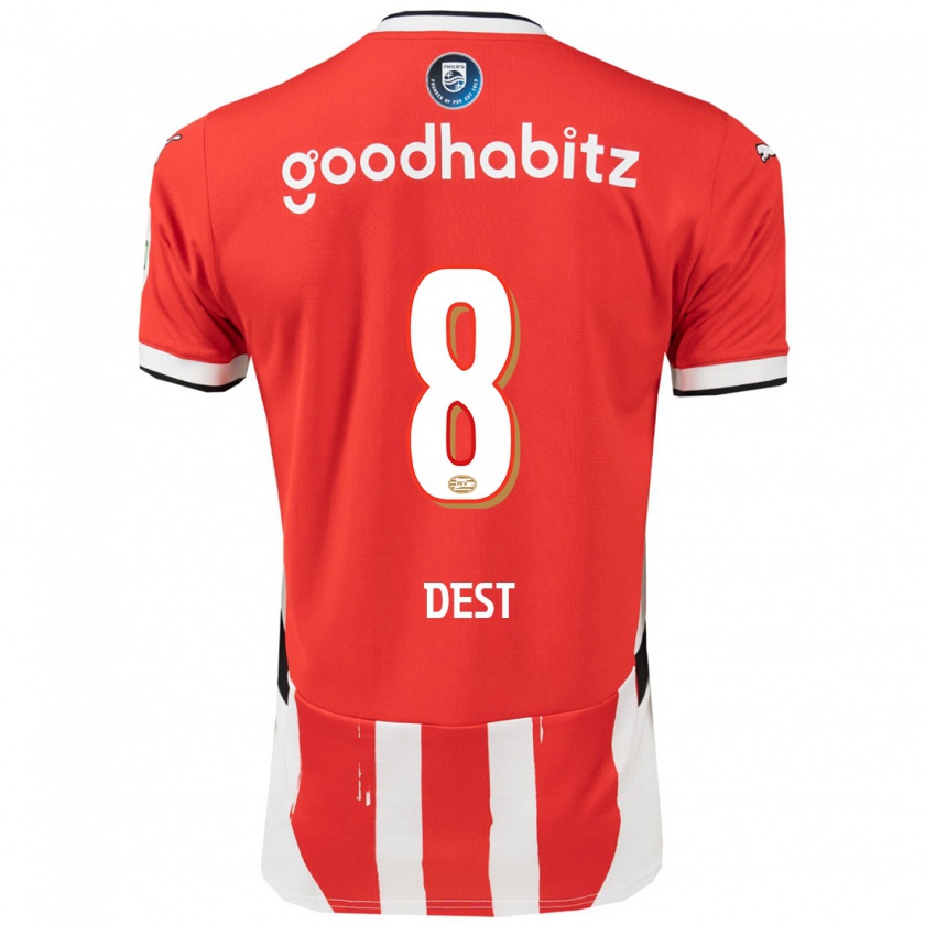 Kandiny Heren Sergiño Dest #8 Rood Wit Thuisshirt Thuistenue 2024/25 T-Shirt