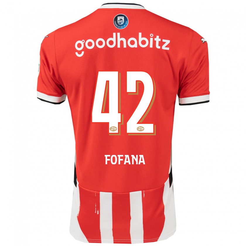 Kandiny Hombre Camiseta Fodé Fofana #42 Rojo Blanco 1ª Equipación 2024/25 La Camisa