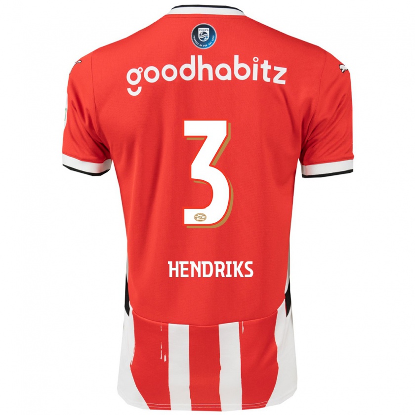 Kandiny Hombre Camiseta Gwyneth Hendriks #3 Rojo Blanco 1ª Equipación 2024/25 La Camisa