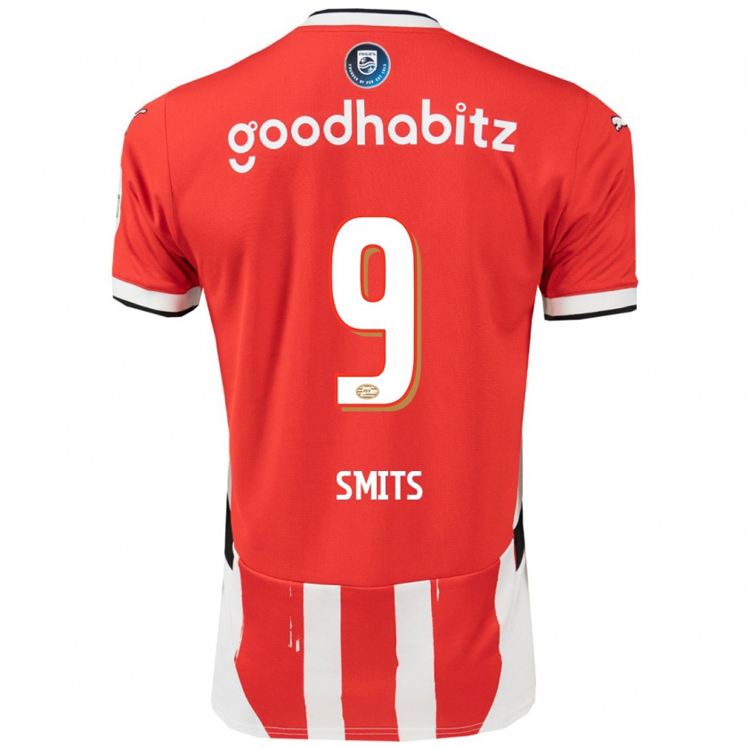 Kandiny Hombre Camiseta Joëlle Smits #9 Rojo Blanco 1ª Equipación 2024/25 La Camisa