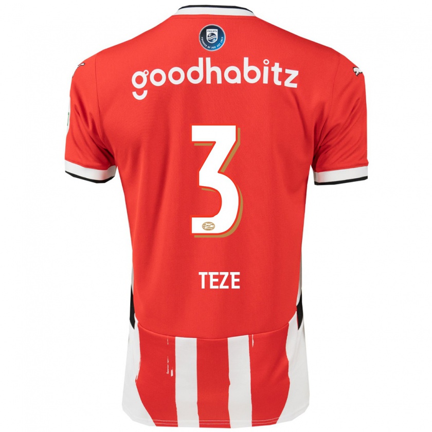 Kandiny Heren Jordan Teze #3 Rood Wit Thuisshirt Thuistenue 2024/25 T-Shirt België