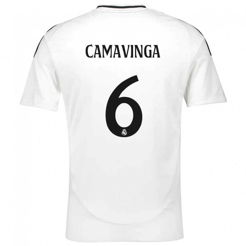 Kandiny Heren Eduardo Camavinga #6 Wit Thuisshirt Thuistenue 2024/25 T-Shirt