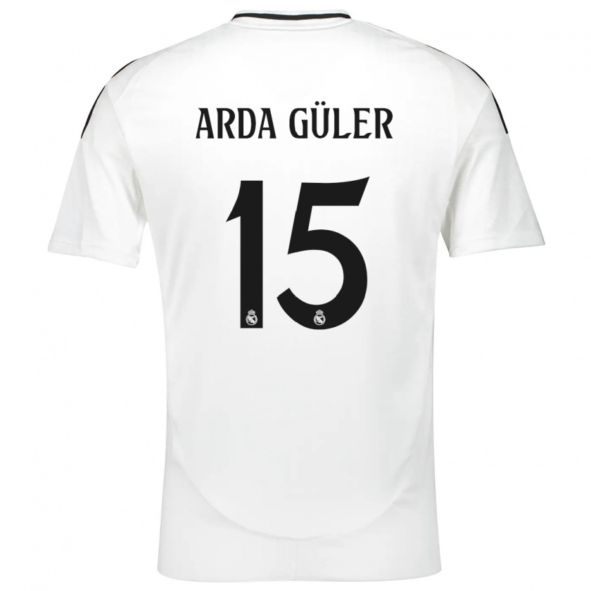 Kandiny Uomo Maglia Arda Güler #15 Bianco Kit Gara Home 2024/25 Maglietta