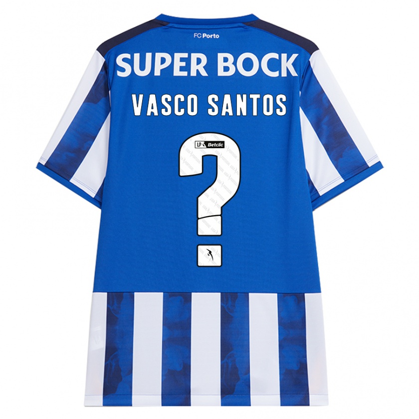 Kandiny Hombre Camiseta Vasco Santos #0 Azul Blanco 1ª Equipación 2024/25 La Camisa