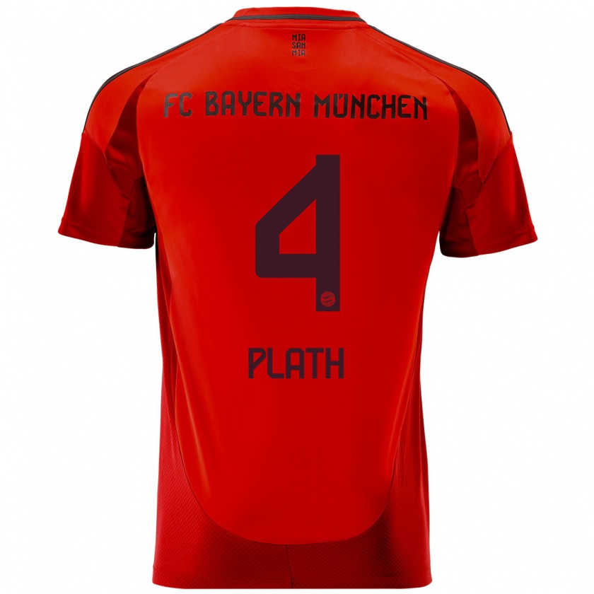 Kandiny Hombre Camiseta Max Plath #4 Rojo 1ª Equipación 2024/25 La Camisa