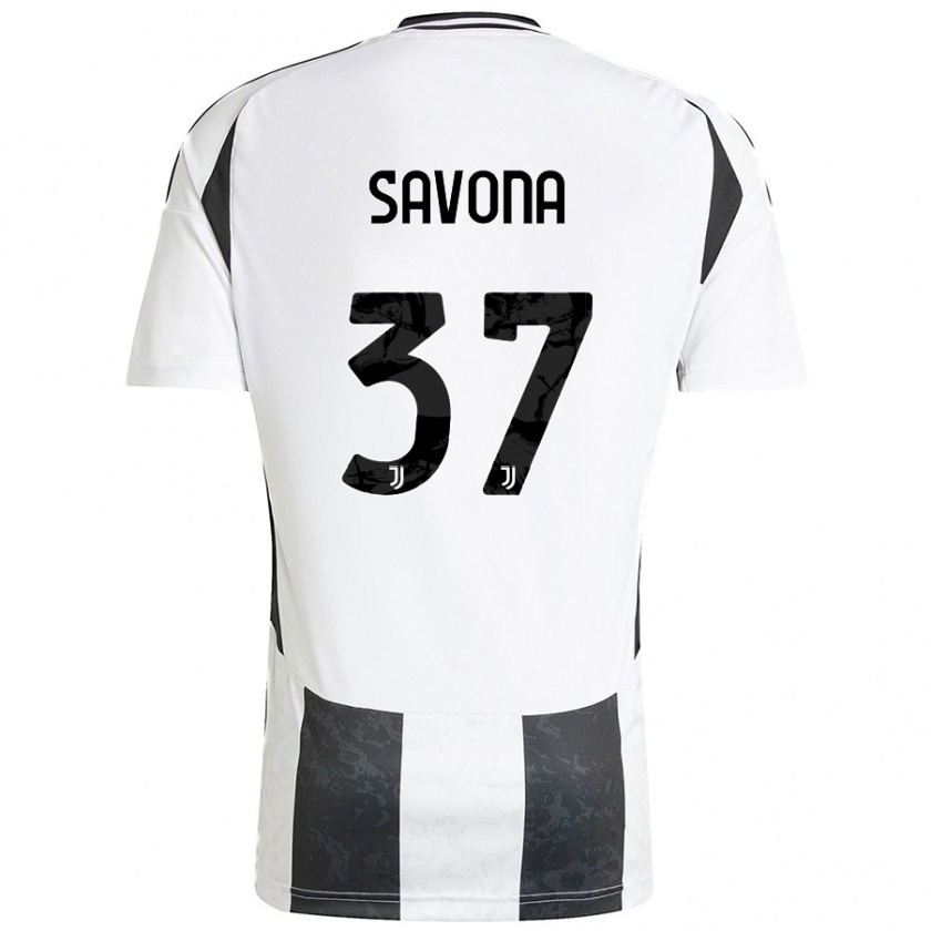 Kandiny Heren Nicolò Savona #37 Wit Zwart Thuisshirt Thuistenue 2024/25 T-Shirt