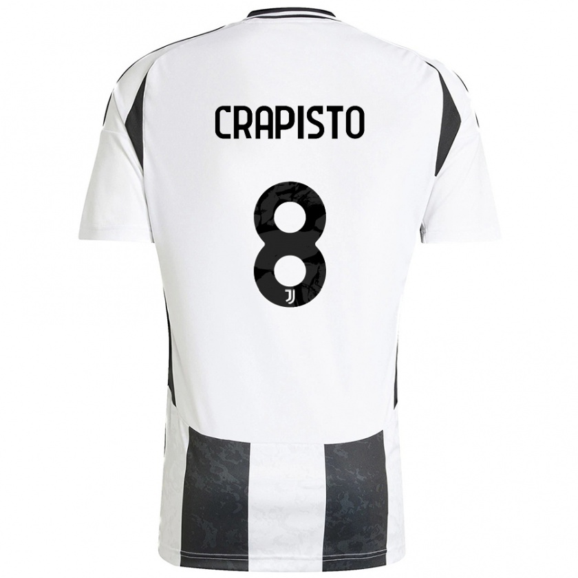 Kandiny Hombre Camiseta Francesco Crapisto #8 Blanco Negro 1ª Equipación 2024/25 La Camisa