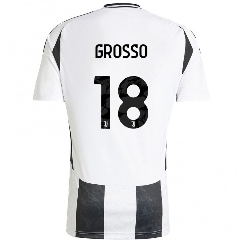 Kandiny Hombre Camiseta Filippo Grosso #18 Blanco Negro 1ª Equipación 2024/25 La Camisa