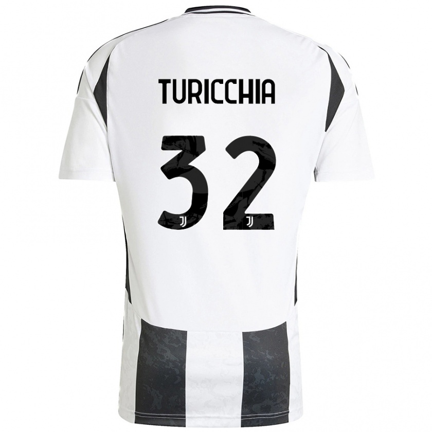 Kandiny Hombre Camiseta Riccardo Turicchia #32 Blanco Negro 1ª Equipación 2024/25 La Camisa