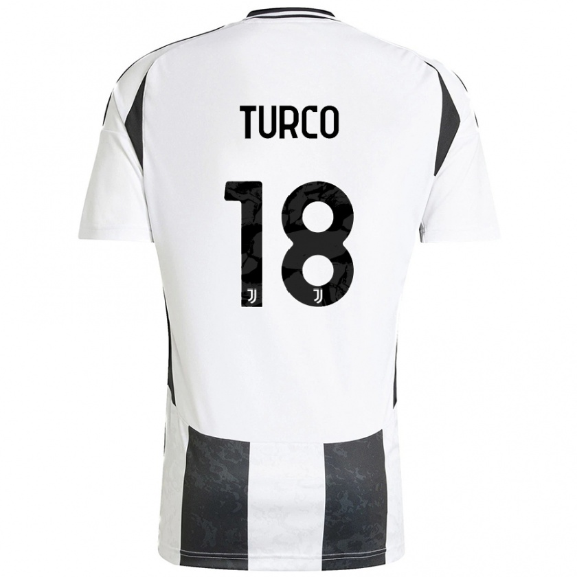 Kandiny Hombre Camiseta Nicolo Turco #18 Blanco Negro 1ª Equipación 2024/25 La Camisa