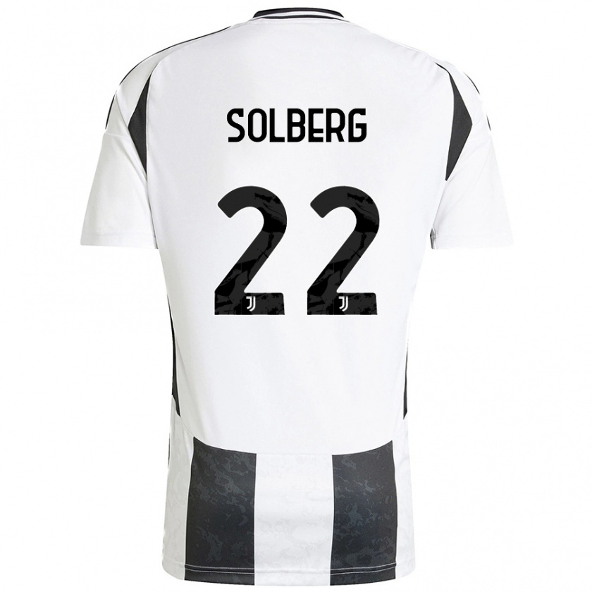 Kandiny Hombre Camiseta Elias Solberg #22 Blanco Negro 1ª Equipación 2024/25 La Camisa