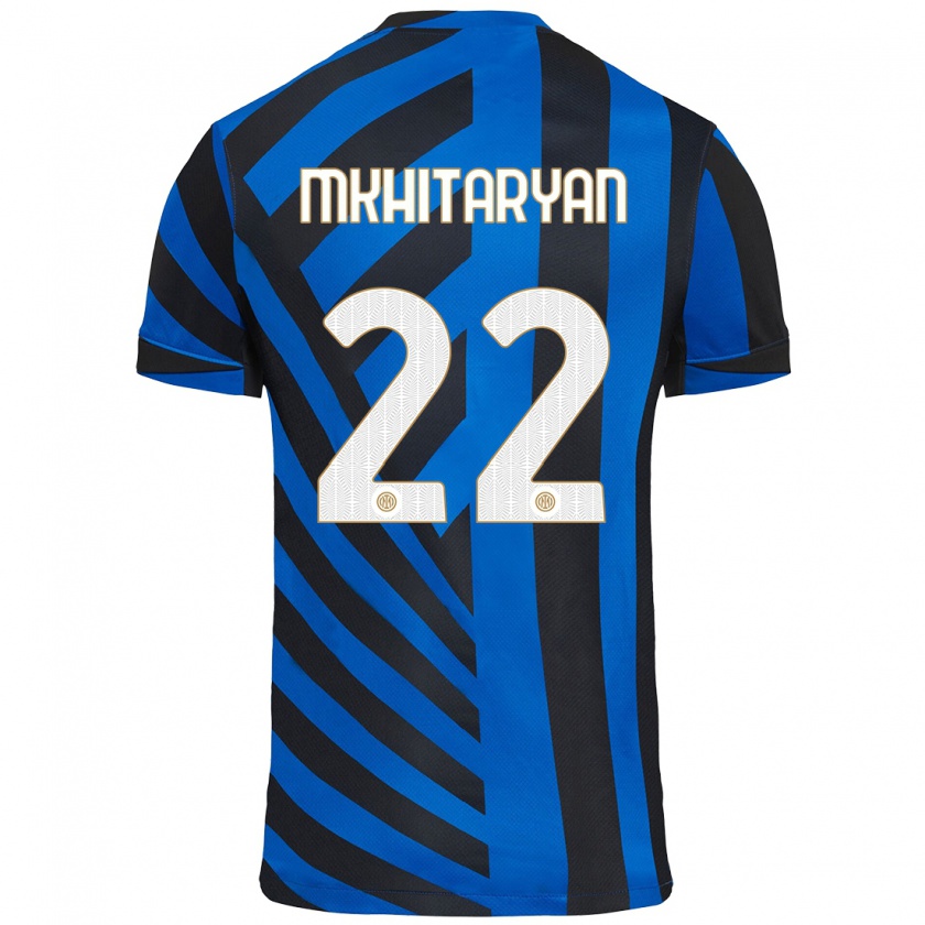 Kandiny Uomo Maglia Henrikh Mkhitaryan #22 Blu Nero Kit Gara Home 2024/25 Maglietta