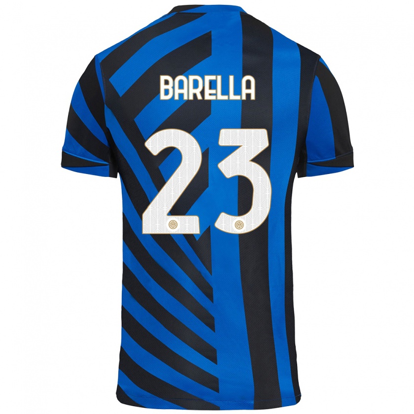 Kandiny Heren Nicolò Barella #23 Blauw Zwart Thuisshirt Thuistenue 2024/25 T-Shirt