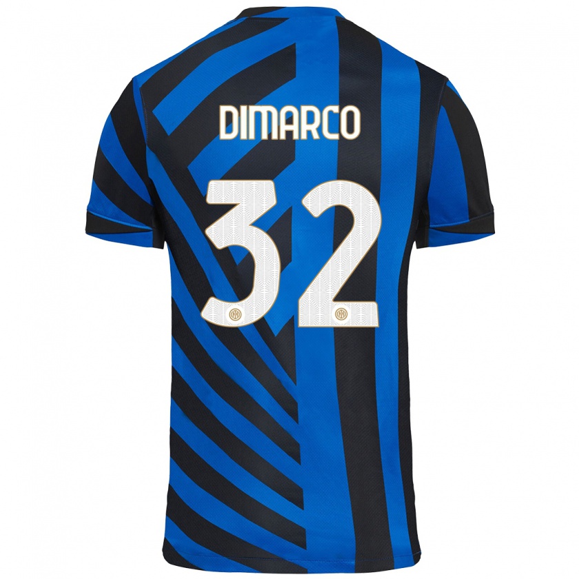 Kandiny Heren Federico Dimarco #32 Blauw Zwart Thuisshirt Thuistenue 2024/25 T-Shirt