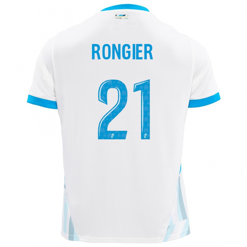 Kandiny Heren Valentin Rongier #21 Wit Hemelsblauw Thuisshirt Thuistenue 2024/25 T-Shirt