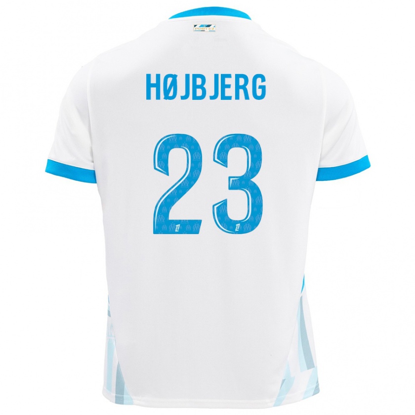 Kandiny Herren Pierre-Emile Højbjerg #23 Weiß Himmelblau Heimtrikot Trikot 2024/25 T-Shirt Österreich