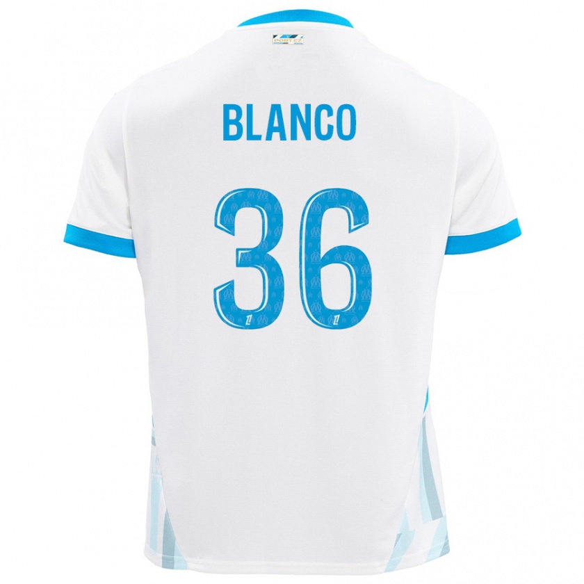 Kandiny Uomo Maglia Rubén Blanco #36 Bianco Azzurro Kit Gara Home 2024/25 Maglietta