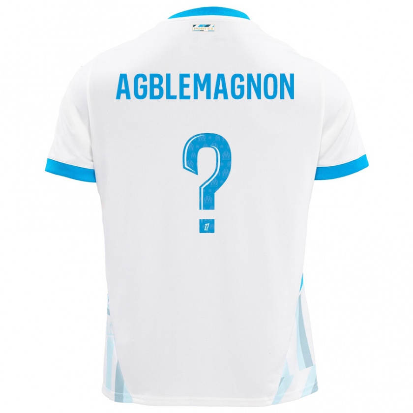 Kandiny Uomo Maglia Jordan Agblemagnon #0 Bianco Azzurro Kit Gara Home 2024/25 Maglietta