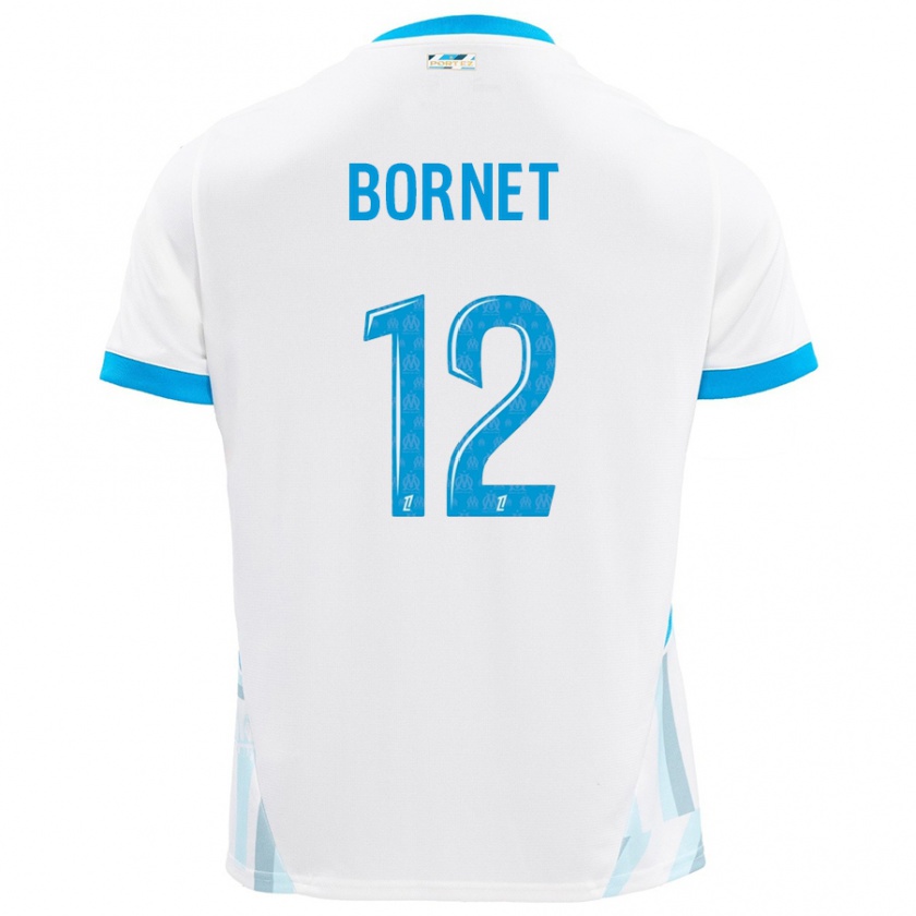 Kandiny Uomo Maglia Camille Bornet #12 Bianco Azzurro Kit Gara Home 2024/25 Maglietta