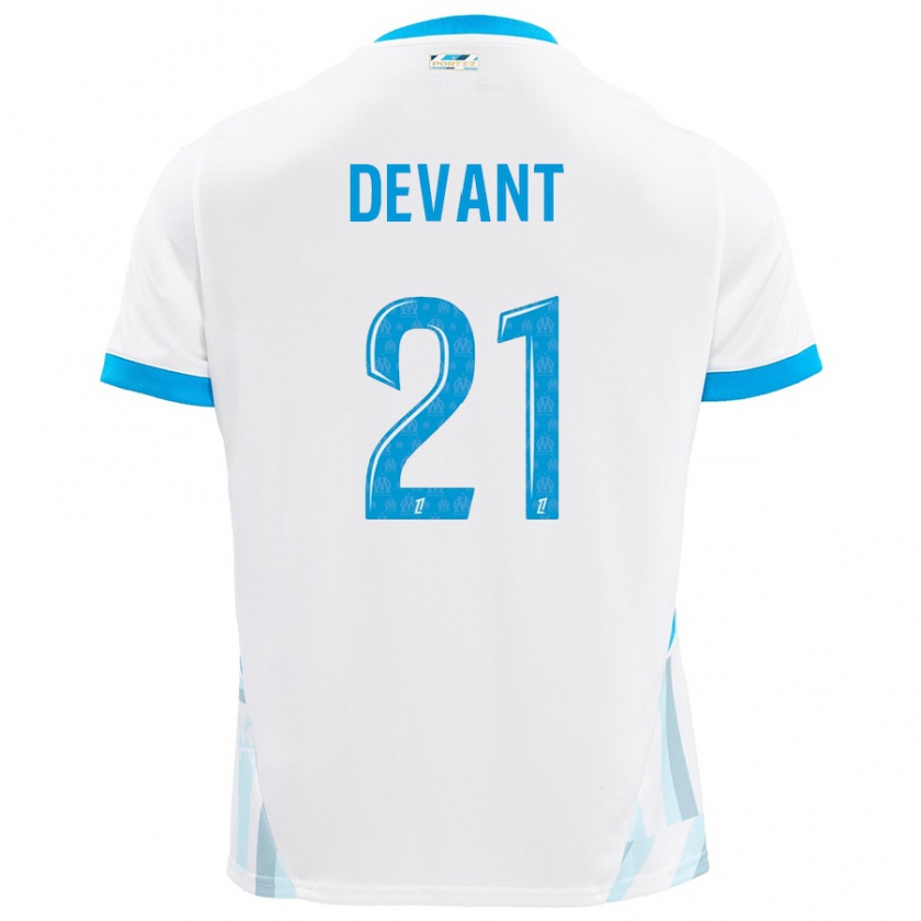 Kandiny Uomo Maglia Caroline Devant #21 Bianco Azzurro Kit Gara Home 2024/25 Maglietta