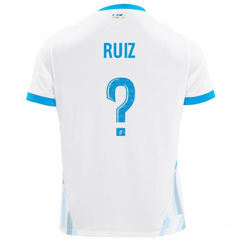 Kandiny Uomo Maglia Pedro Ruiz #0 Bianco Azzurro Kit Gara Home 2024/25 Maglietta