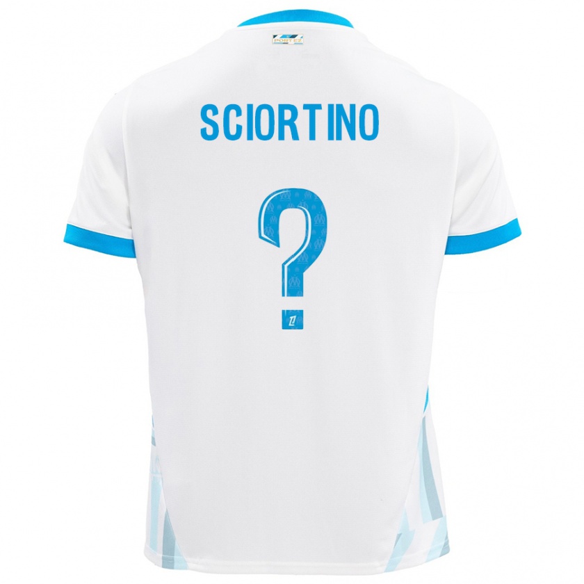 Kandiny Uomo Maglia Paolo Sciortino #0 Bianco Azzurro Kit Gara Home 2024/25 Maglietta