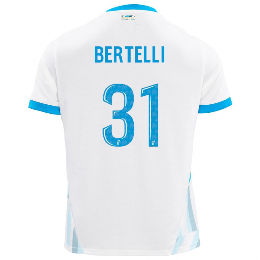 Kandiny Uomo Maglia Ugo Bertelli #31 Bianco Azzurro Kit Gara Home 2024/25 Maglietta