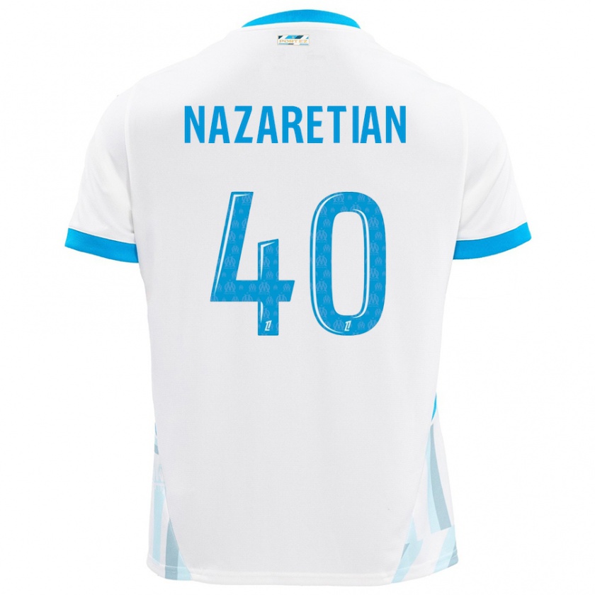 Kandiny Heren Manuel Nazaretian #40 Wit Hemelsblauw Thuisshirt Thuistenue 2024/25 T-Shirt